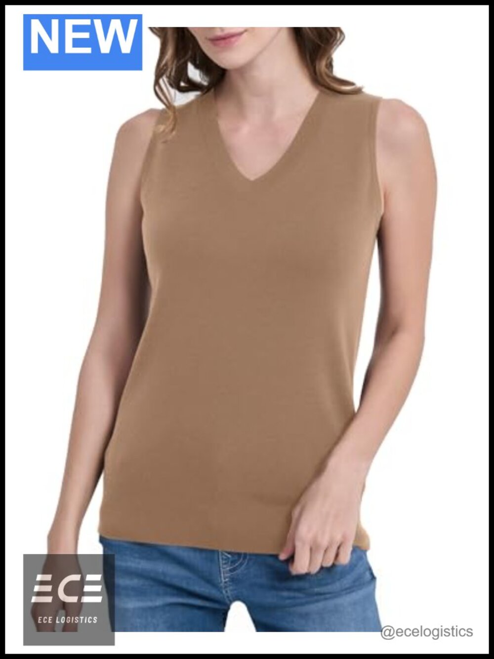 100% Merino Wool Sweater Tank Top Sleeveless V-Neck Business Casual